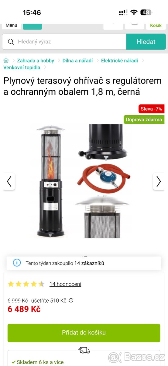 Plynový terasový ohřívač