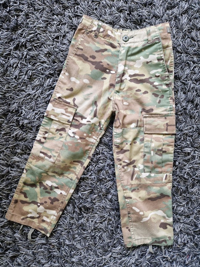 Dětské maskáče, kalhoty s kapsami - XS