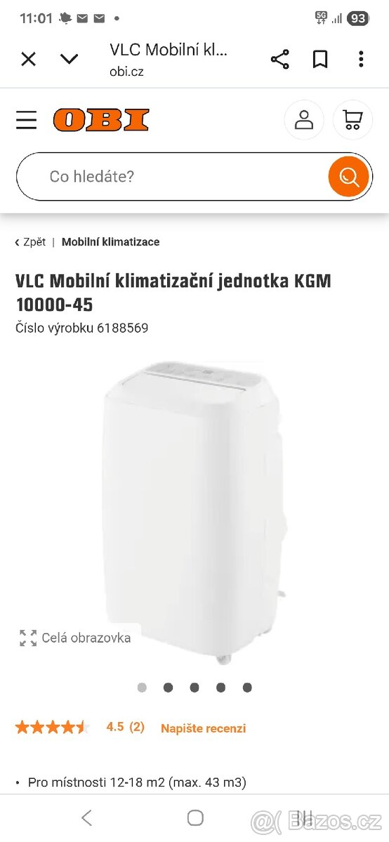 Mobilní klimatizace KGM 10000-45(nepoužitá)