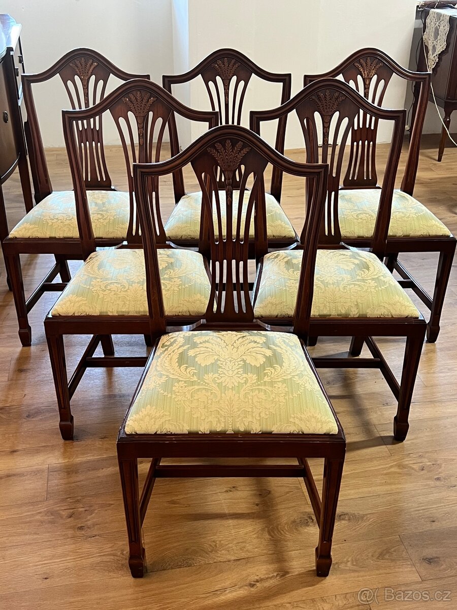 Sada 6 elegantních židlí – dřevo & čalounění