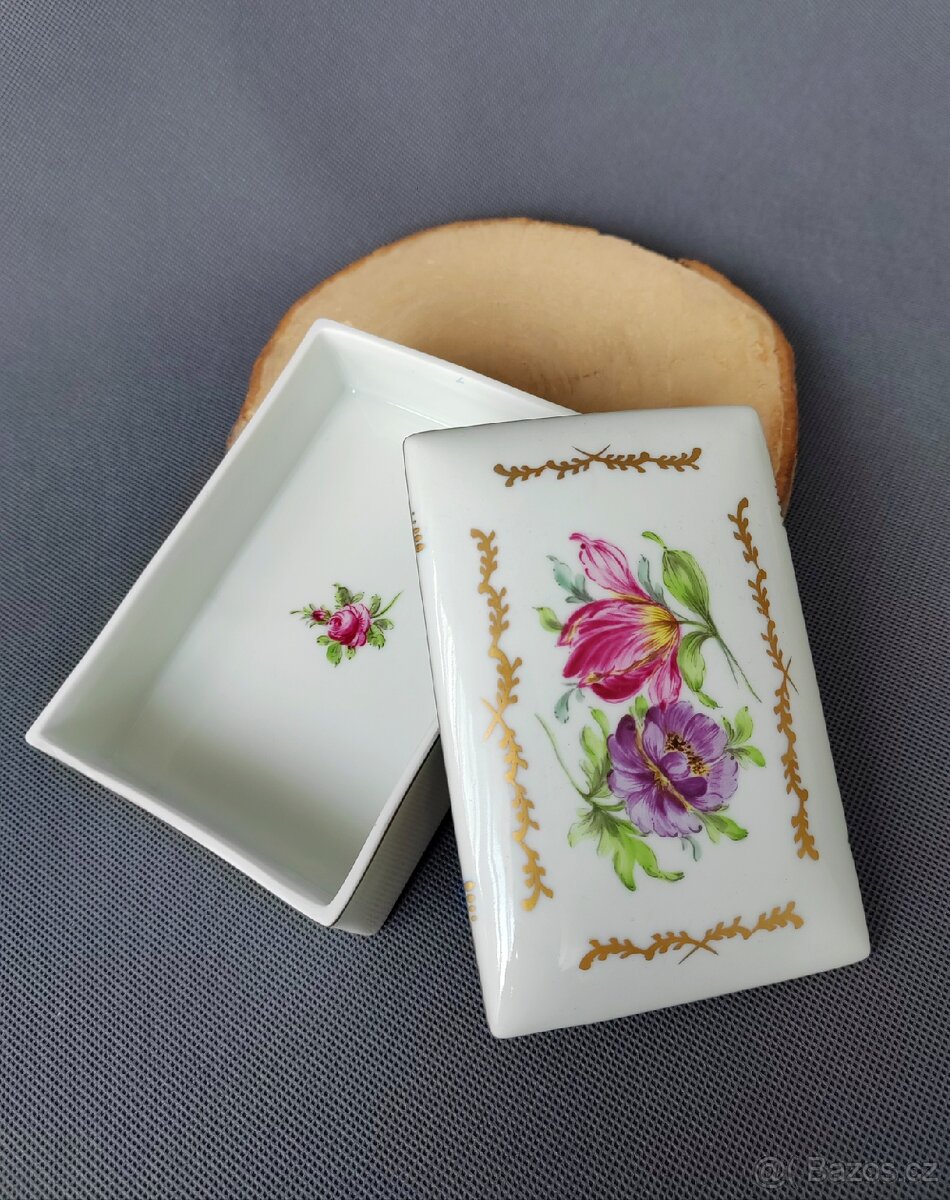 Unikátní ručně malovaná porcelánová dóza Dresden (1902-1916)