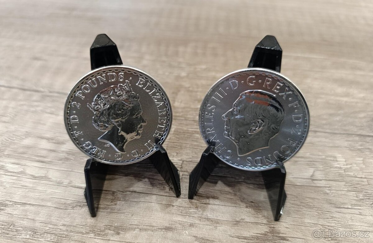Rarita 1oz + 1oz stribrne mince, 2 panovnici raženi ve stej