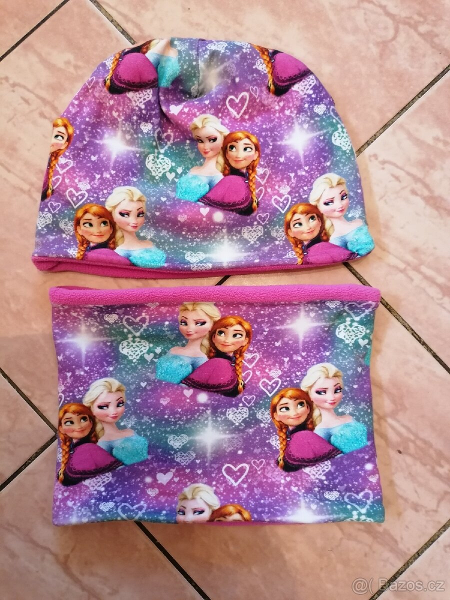 Dívčí zimní čepice a nákrčník vel. 6-8 roků