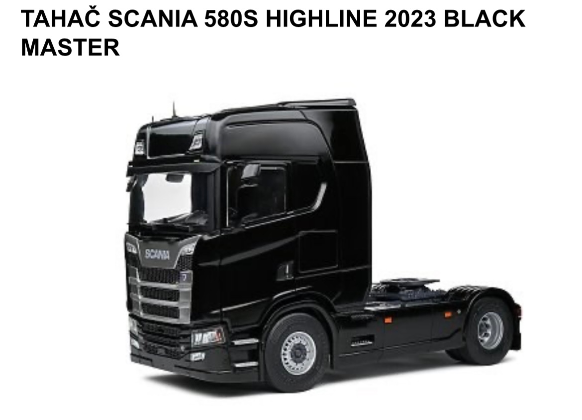 TAHAČ SCANIA 580S HIGHLINE 2023 BLACK MASTER 1:24 Solido