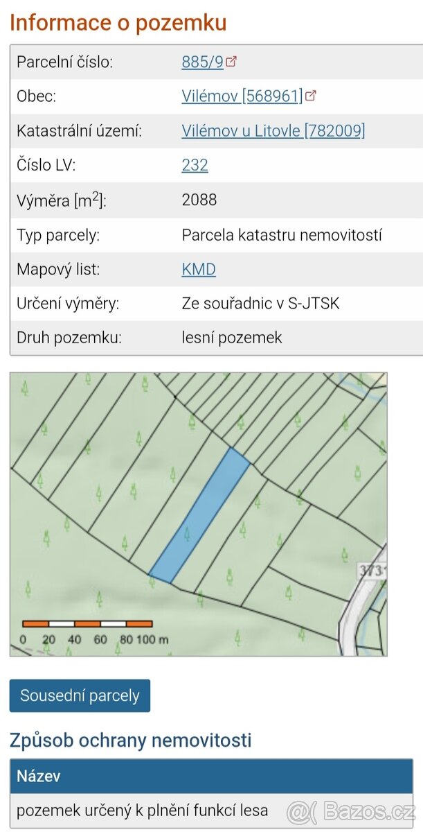 Prodám podíl na lesním pozemku