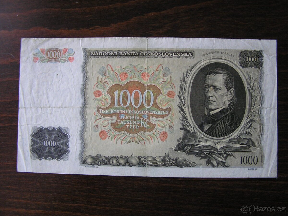 ČESKOSLOVENSKÁ BANKOVKA: 1000-KORÚN-1934