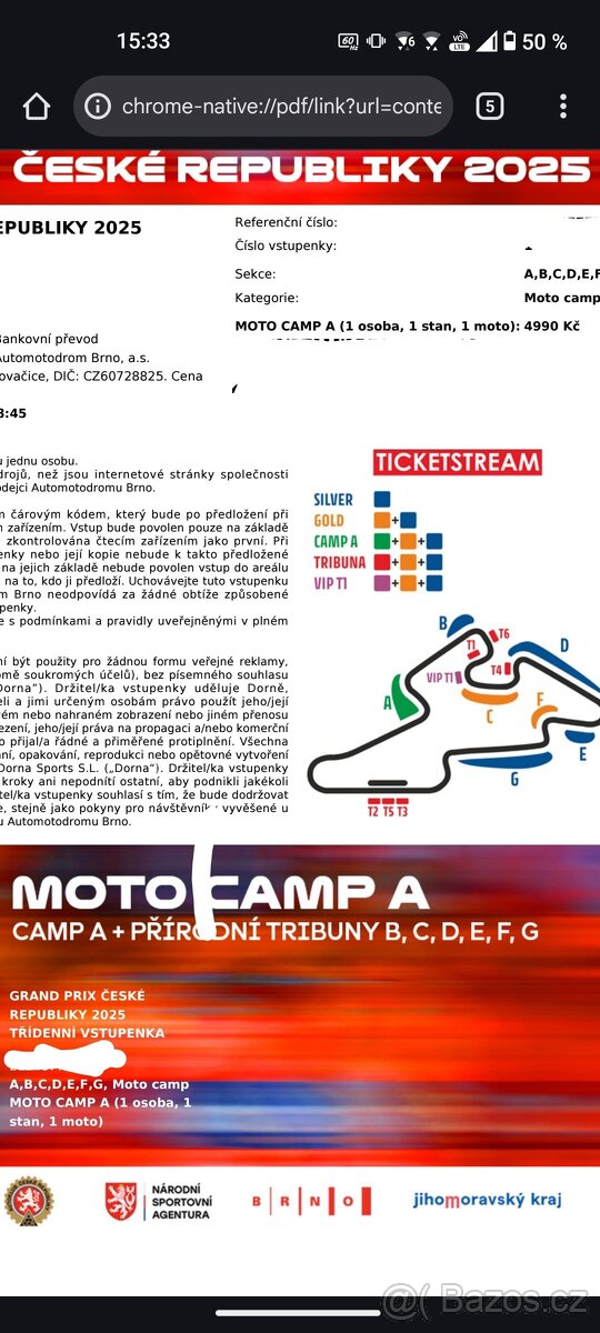 Vstupenky MotoGP Brno camp A