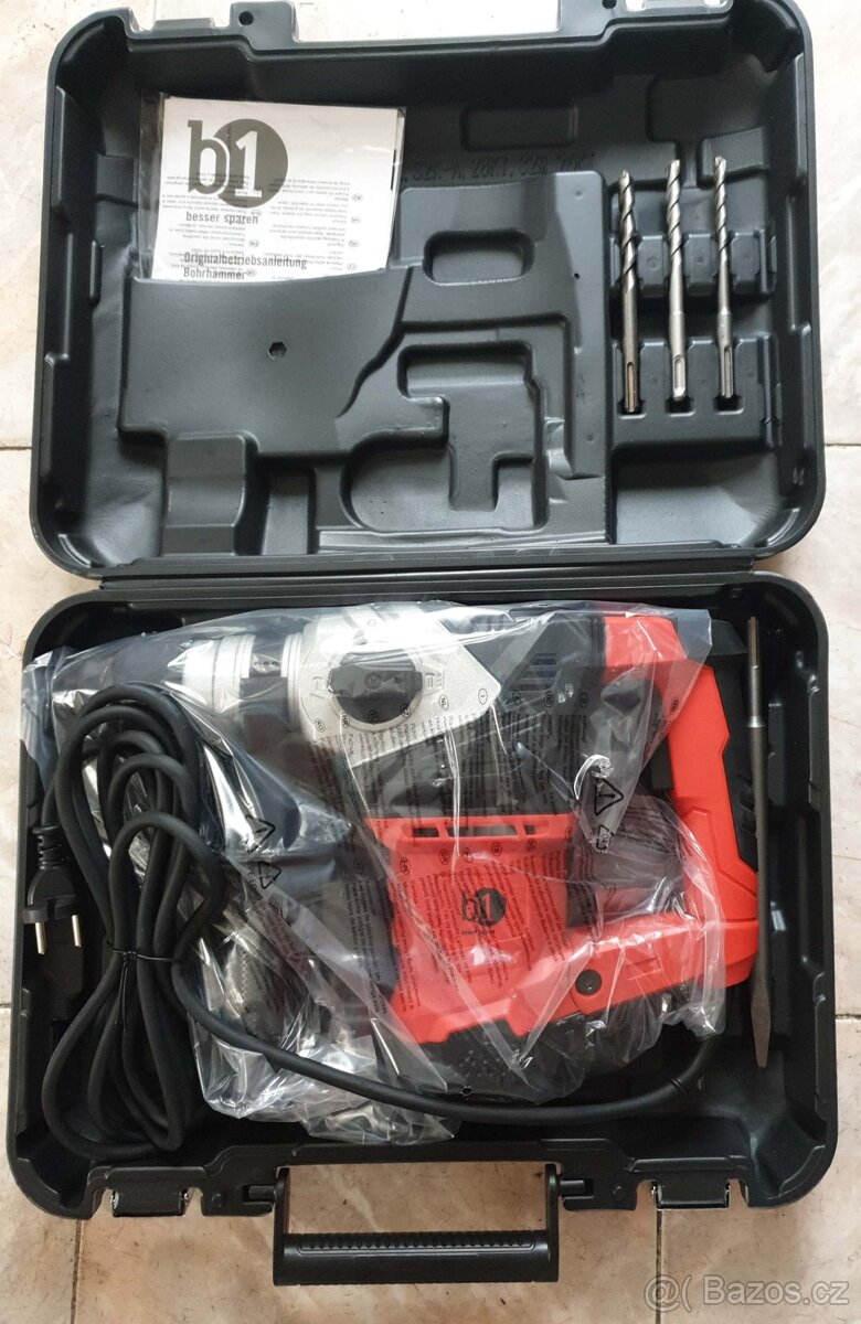 Kladivo el. vrtací pneu, 1500 W,SDS+, vrtáky+dláta