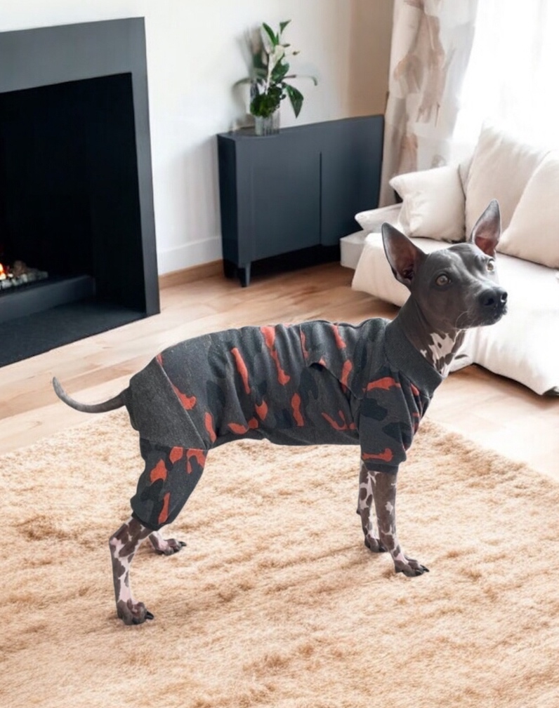 Maskáčový overal pro psy teplá bavlna mikina 48cm