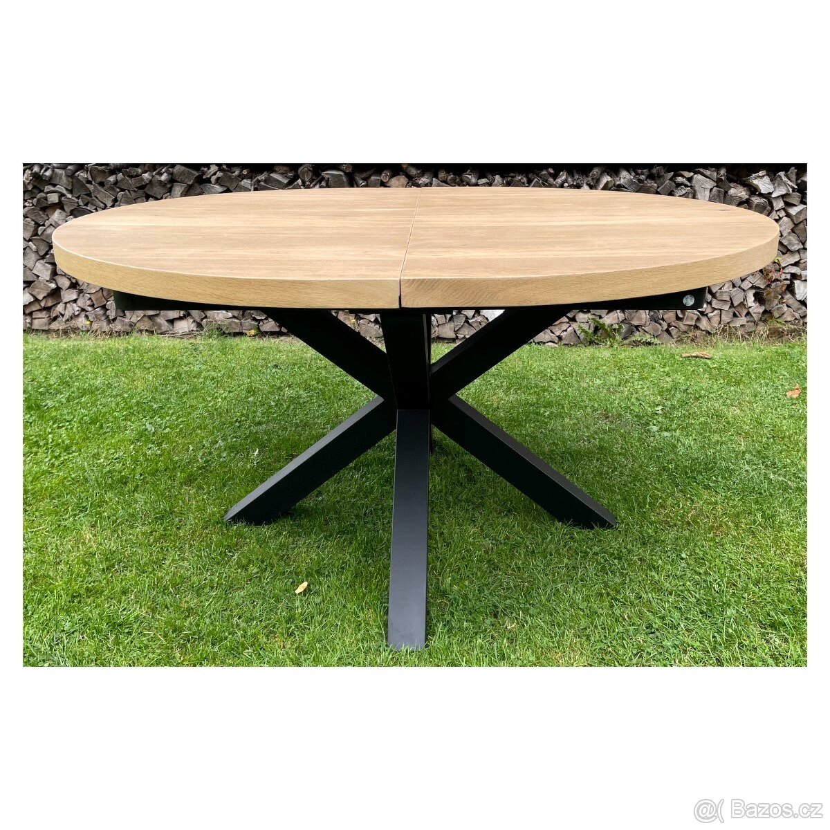 Masivní oválný stůl - Metalox 150 cm