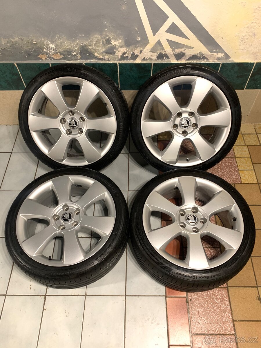 Alu kola Škoda R18 5X112 LETNÍ PNEU 225/40 R18 LUNA