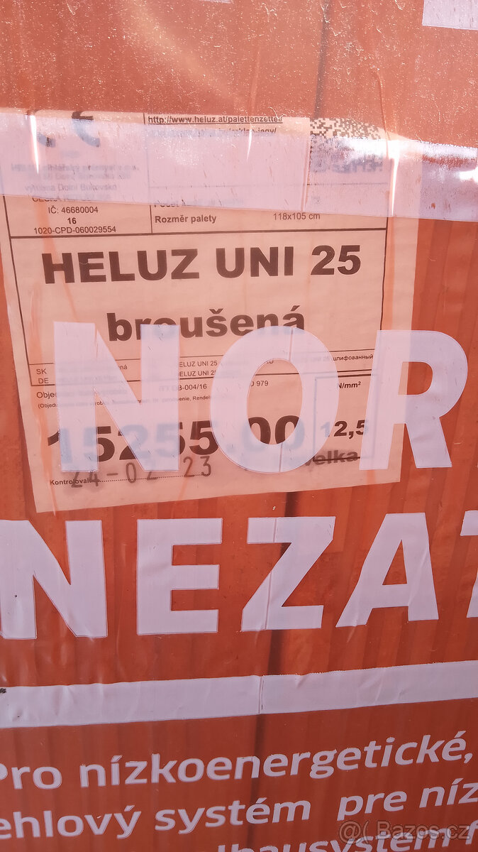 Cihly HELUZ 25 broušené pálené pro nosné zdi