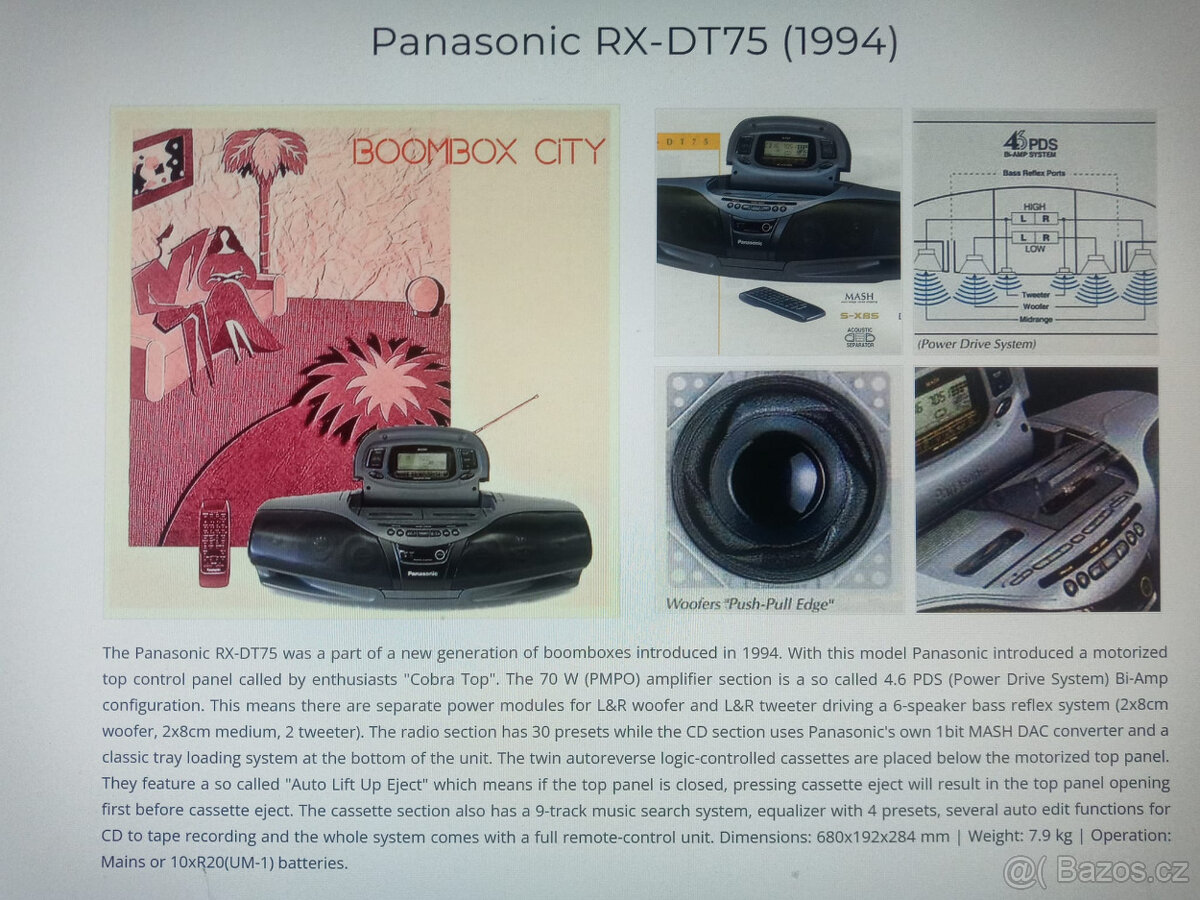 Radiomagnetofon s CD. Panasonic RX -DT 75  Cobra
