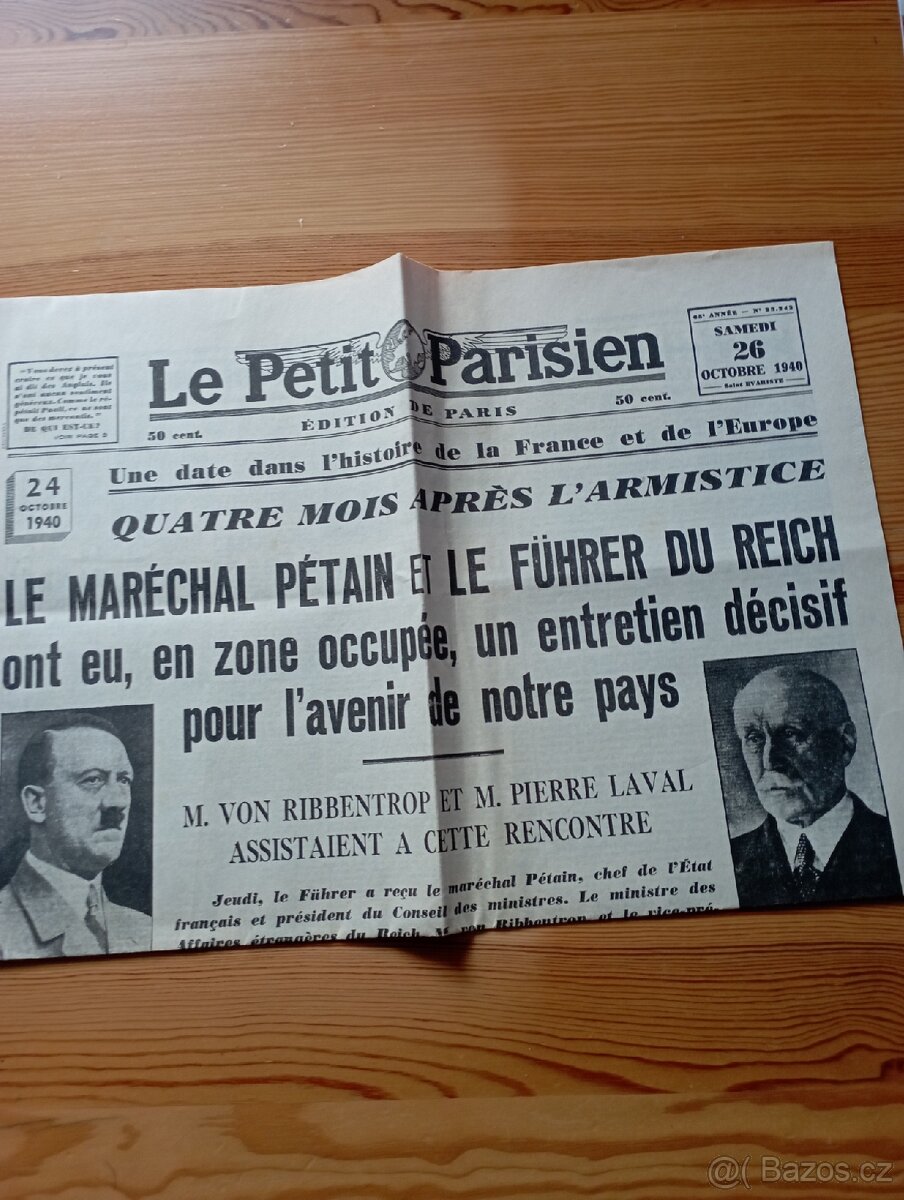 Nabízím staré válečné noviny z Paříže,1939-1940