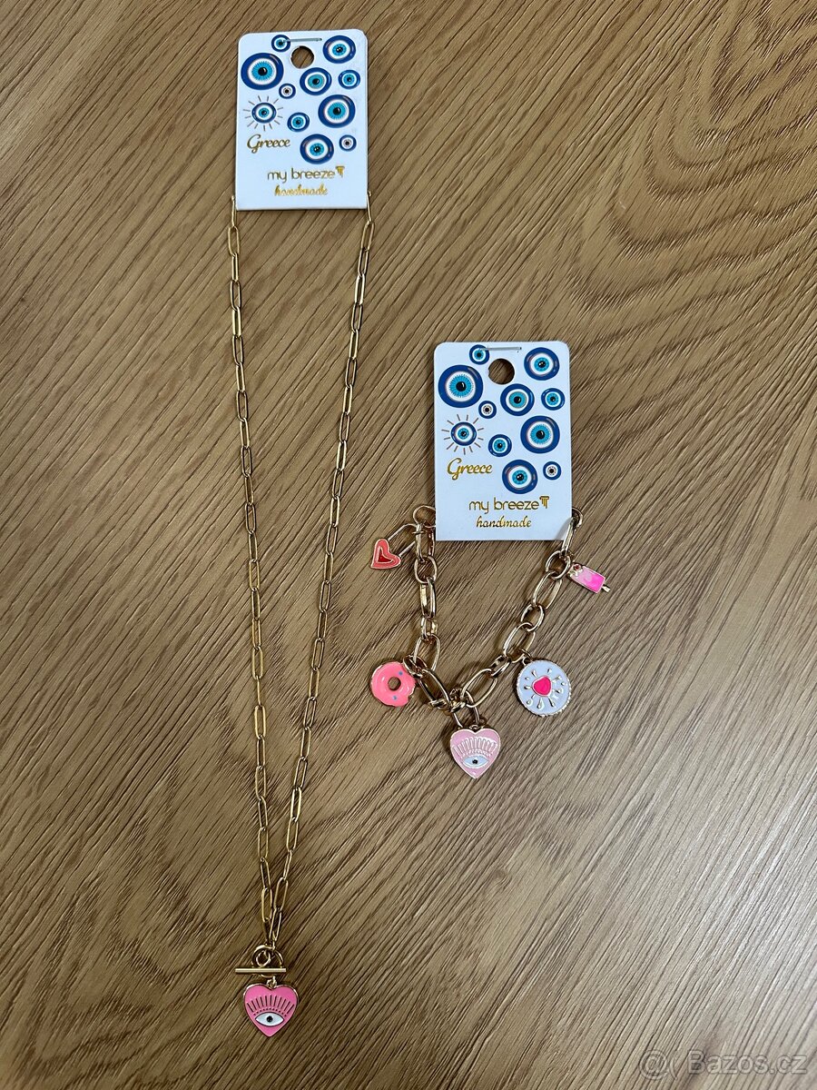 Růžový pozlacený set