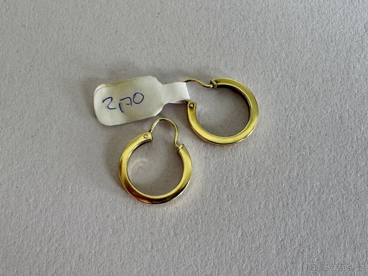 Zlaté náušnice 14K, 2,70 g, průměr 1,7 cm