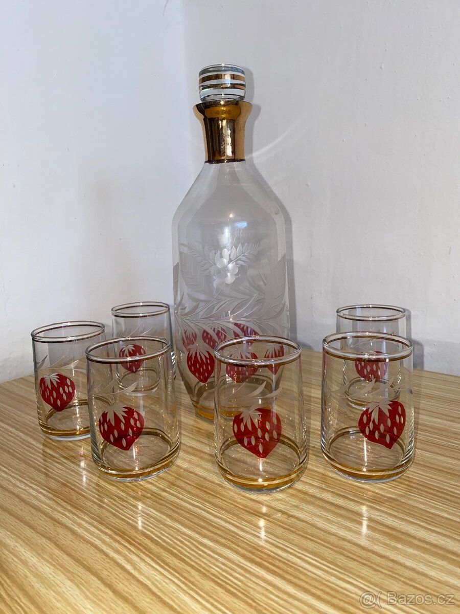 Retro karafa se 6 skleničkami
