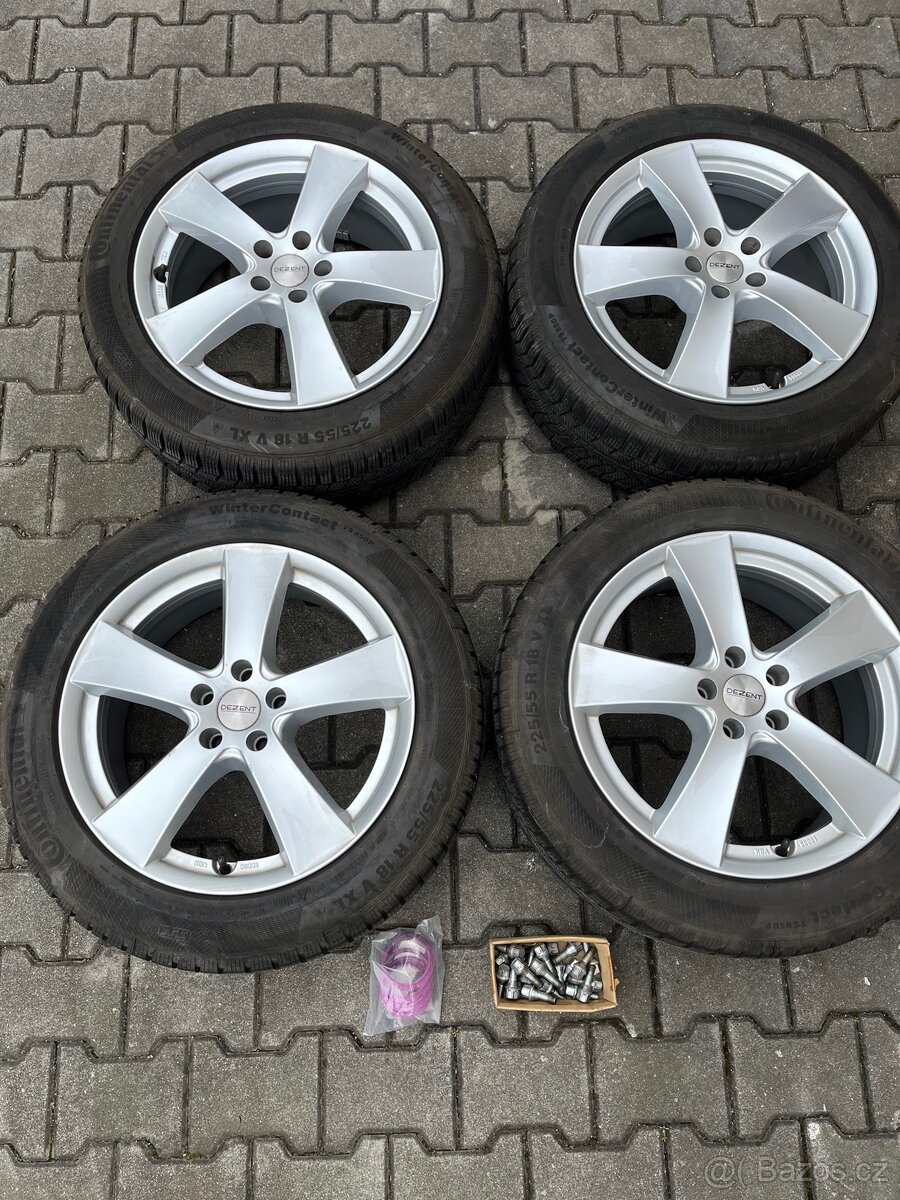 Alu kola 5x108 R18 s pneu (zimní Continental 225/55)