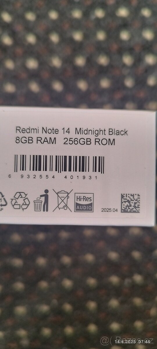 Redmi note 14 Black 8GB RAM 256GB ROM