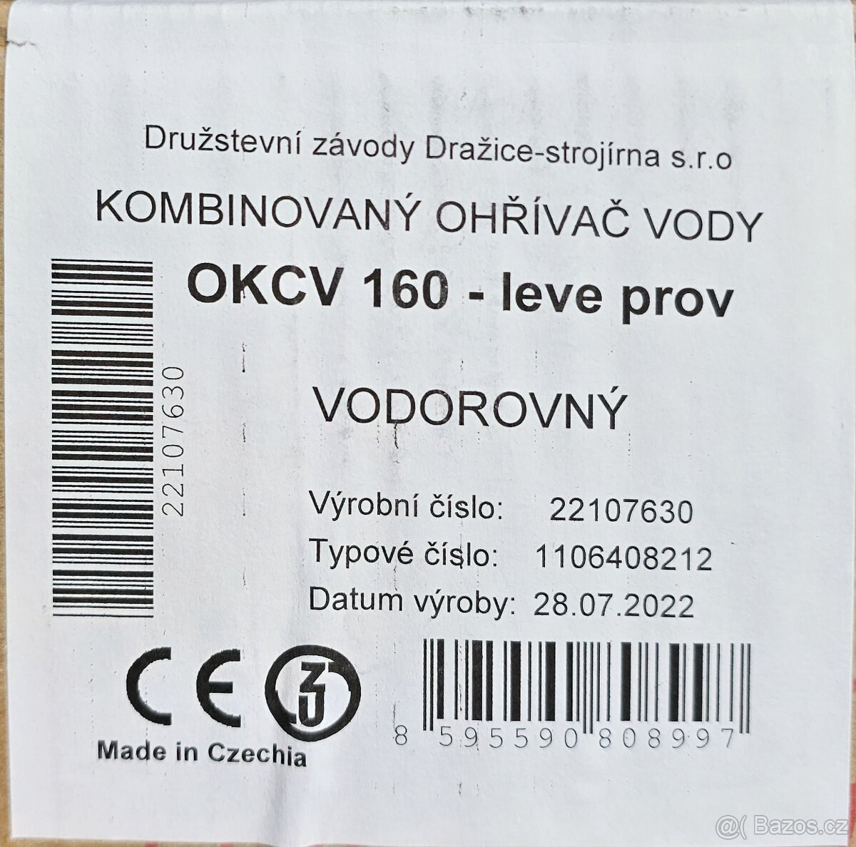 Bojler, kombinovany 160 vodorovny