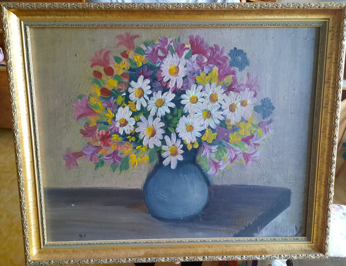 Starožitný obraz - květiny (J. Novotný)