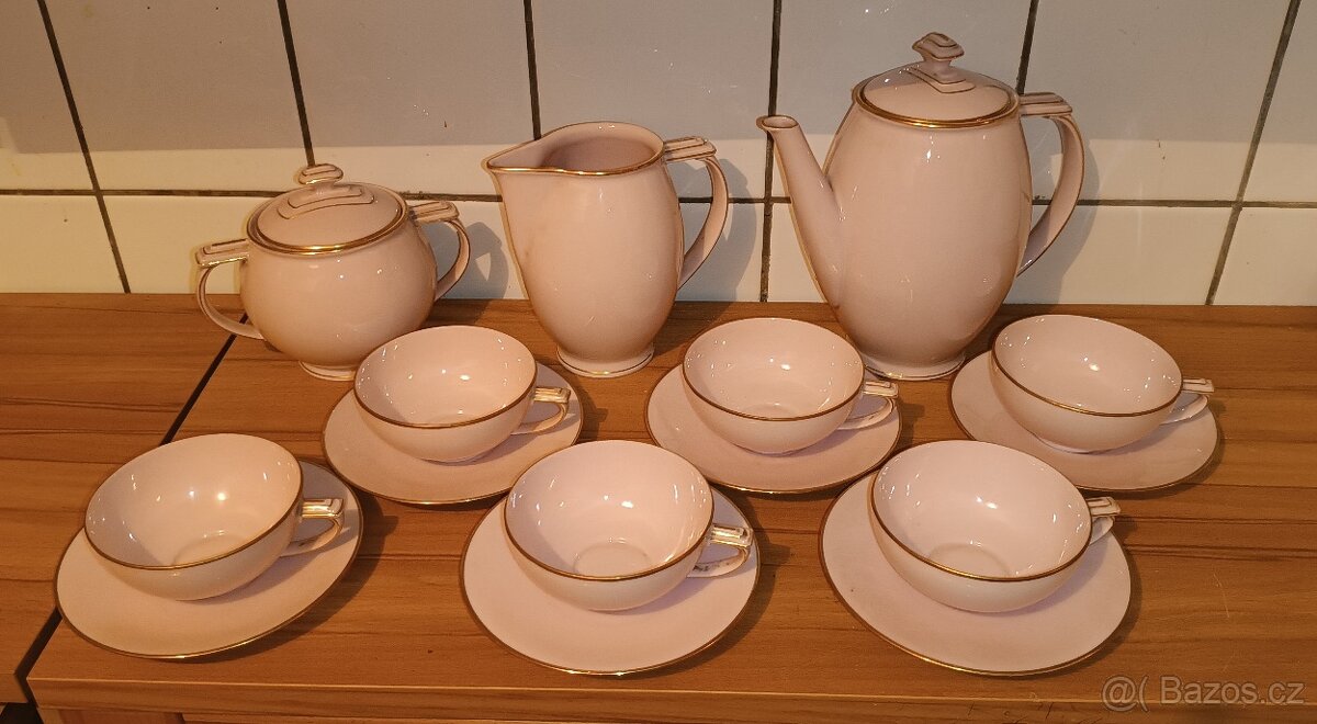 Epiag - ART DECO - růžový čajový servis pro 6 osob