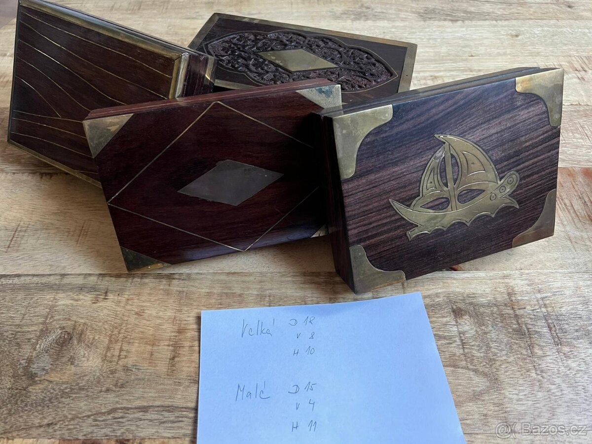 krabičky teakové dřevo