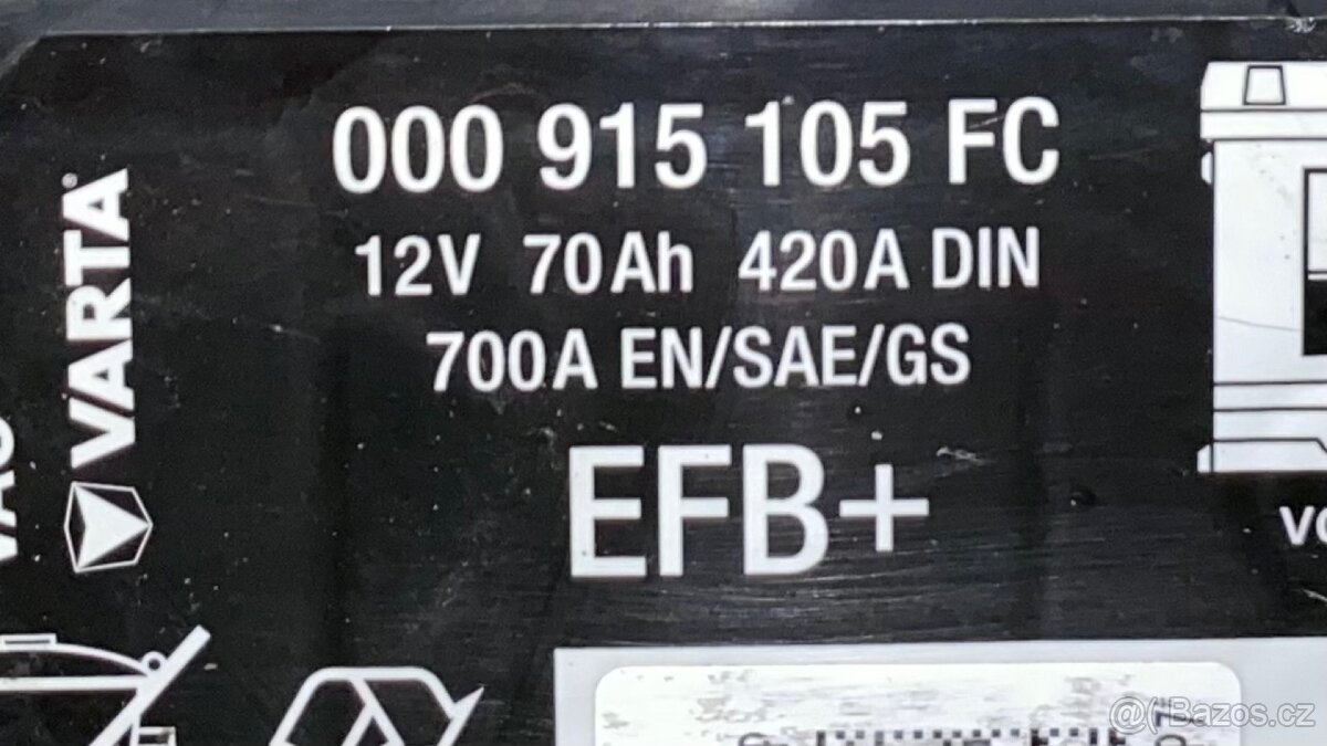autobaterie Varta EFB+ 70Ah
