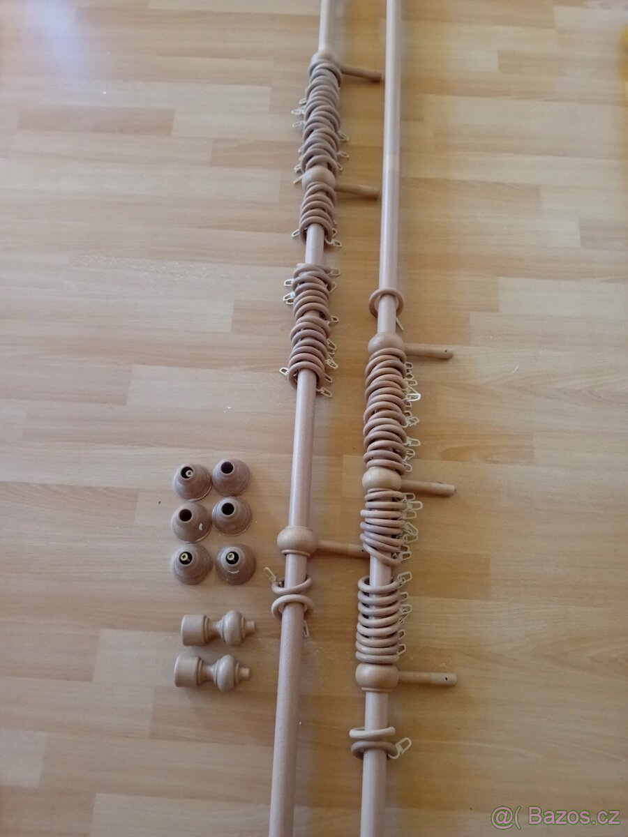 Dřevěná tyč, garnýž -  buk, 340 a 280cm