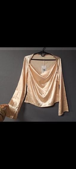 Hebká saténová luxusní zlatá halenka vel