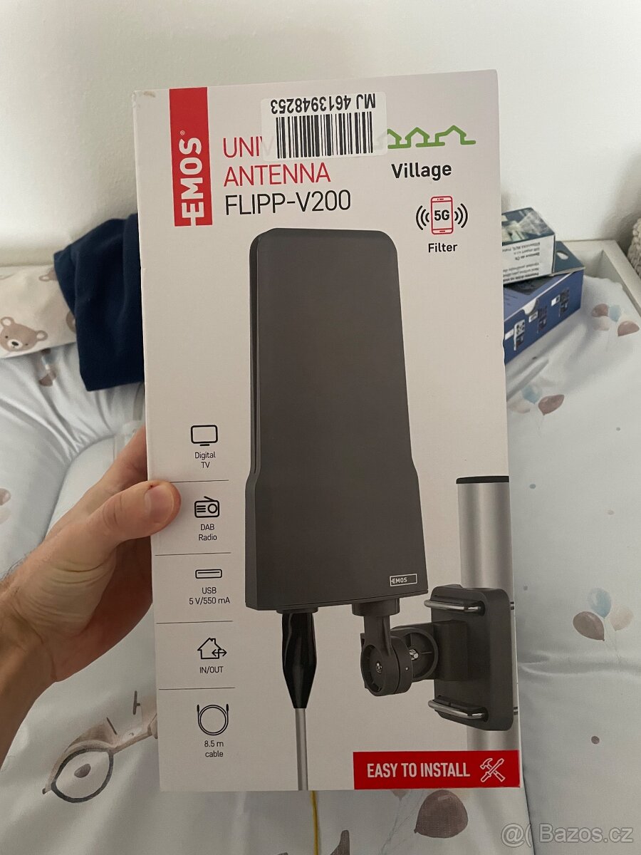 Anténa univerzální VILLAGE FLIPP–V200, DVB-T2, DAB, filtr LT