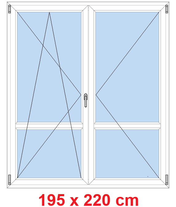 Dvoukřídlé balkonové dveře 195x220 cm