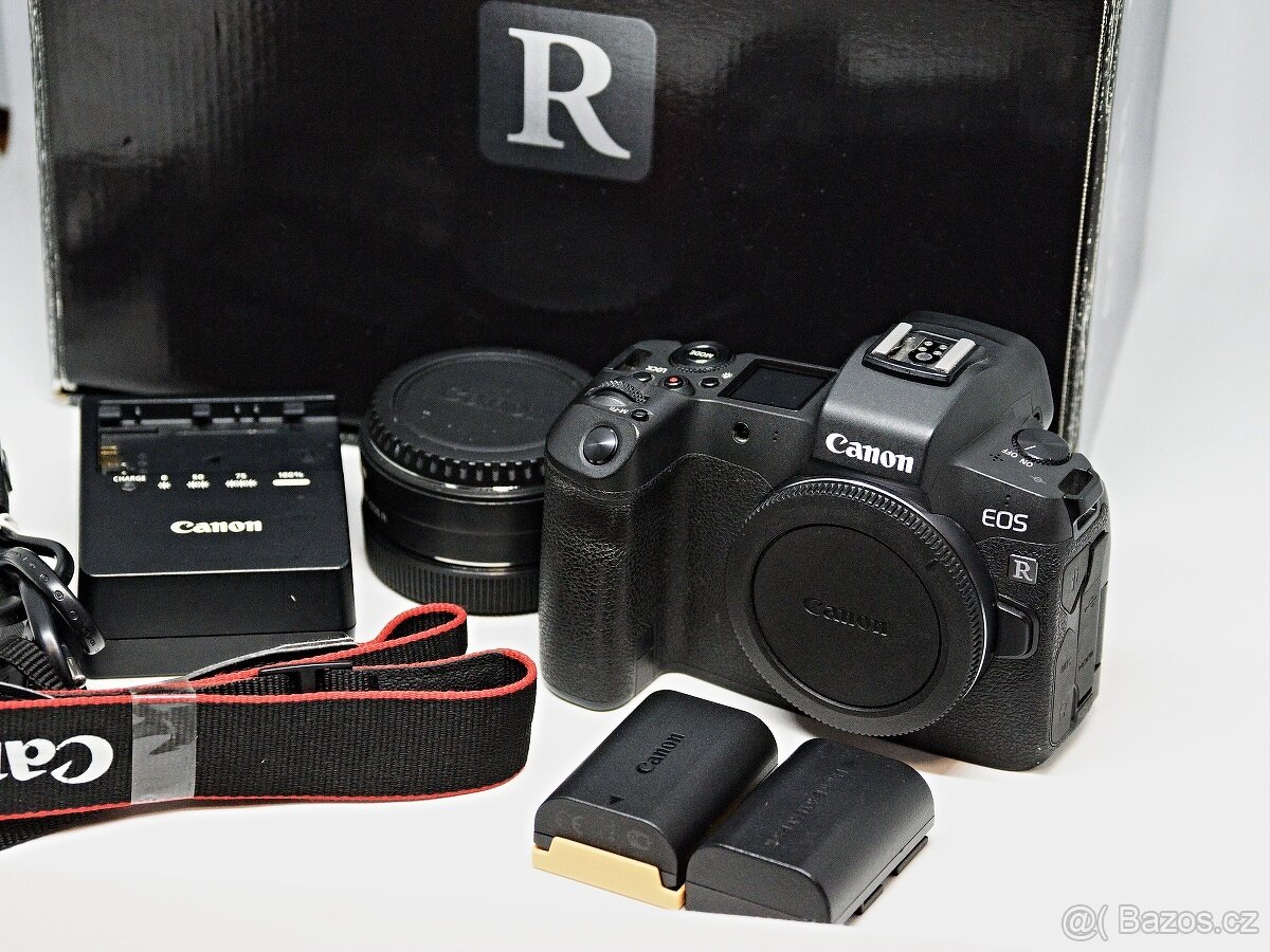 CANON EOS R v krabici + adaptér a druhá baterie