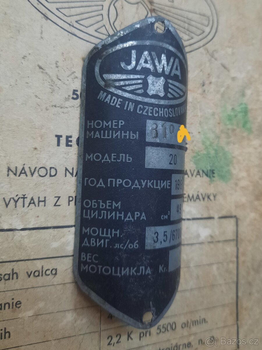 Stitek jawa pionyr typ 20 export Rusko