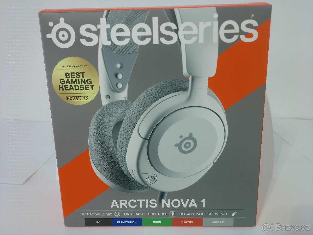 Sluchátka SteelSeries Arctis Nova 1 bílá 2x Audio kabel.