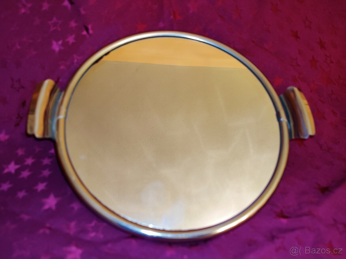 Starožitný zrcadlový servírovací podnos 26 cm