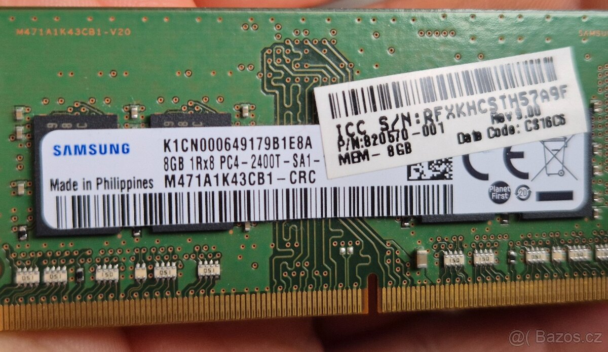 Pamět RAM do notebooku 8GB zn. Samsung