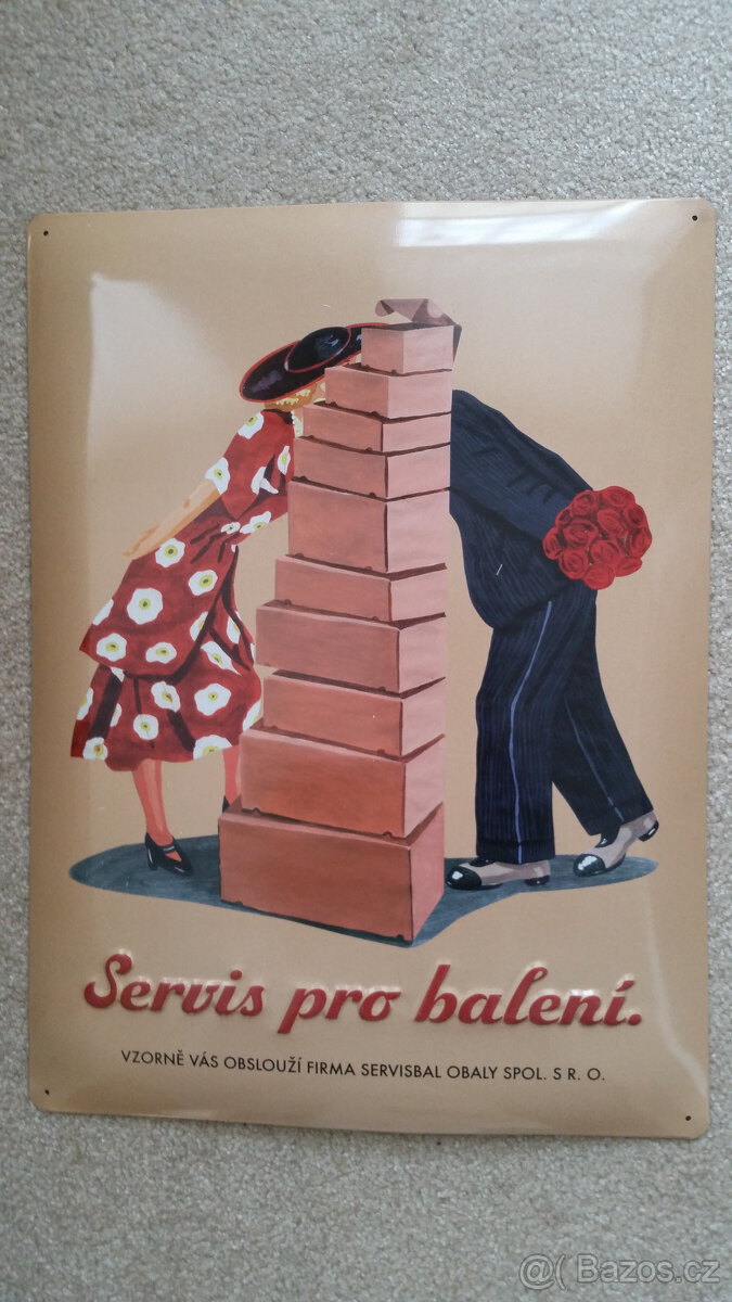 Plechová cedule s nápisem - Servis pro balení