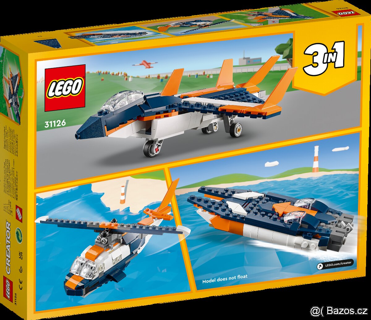LEGO Creator 3-in-1 31126 3 v 1: tryskáč → vrtulník → člun
