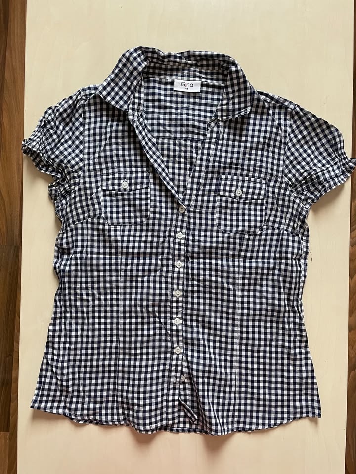 Káro halenka, vel XL, v prsou spíše L, možná M/L, Gina
