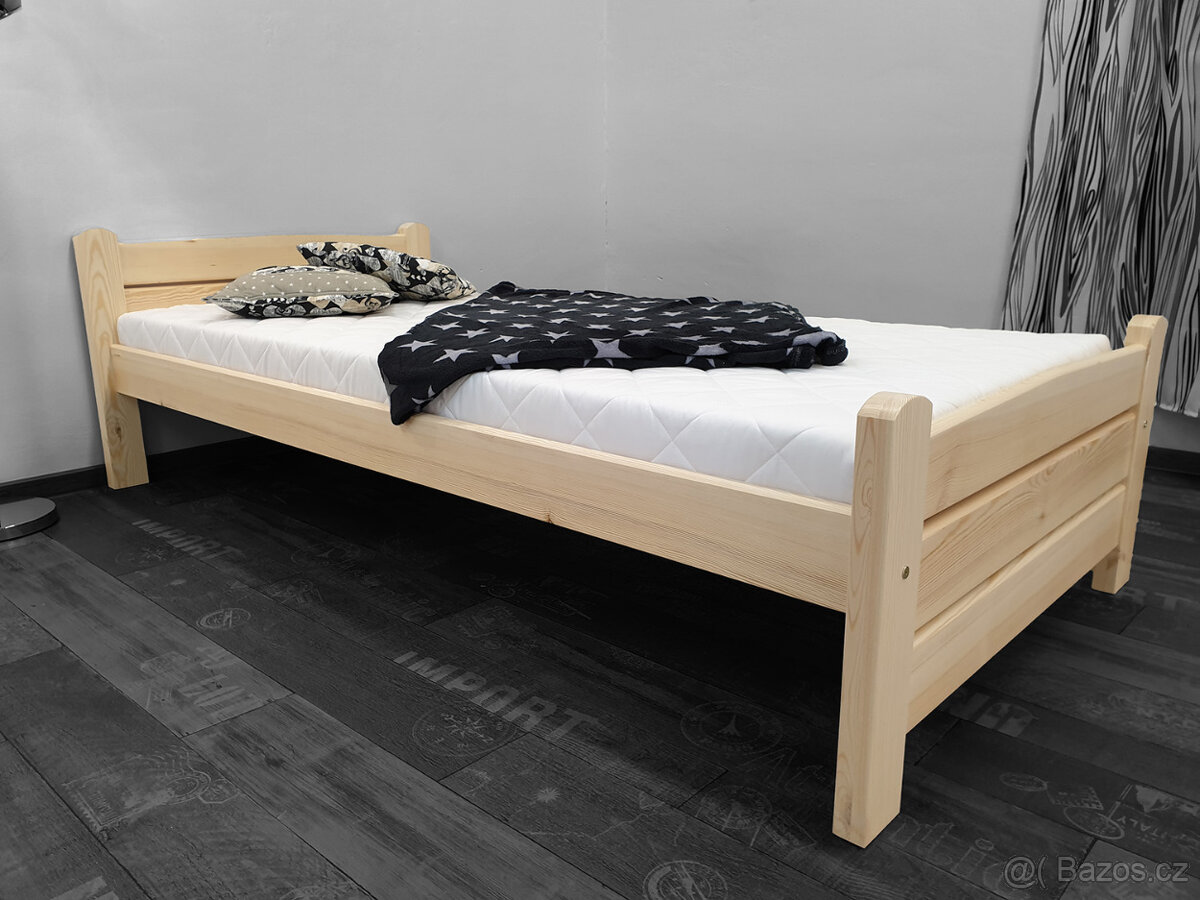 Nova postel 80x200 s roštem masiv borovice PRAHA