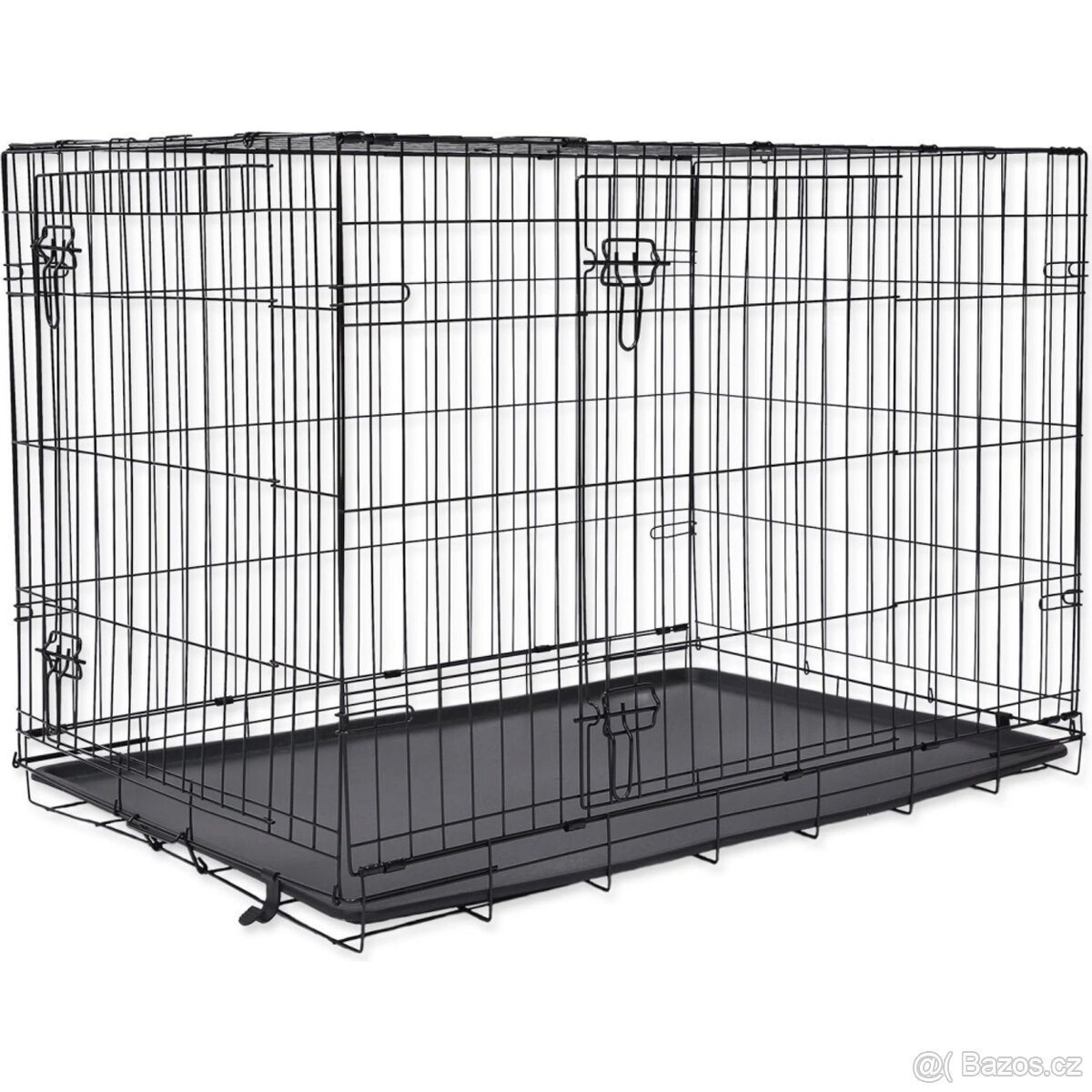 Dog Fantasy skládací klec černá se 2 dvířky vel. XL