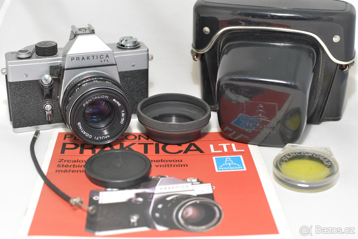 PRAKTICA LTL + PENTACON 50/1,8 MC + PŘÍSLUŠENSTVÍ.