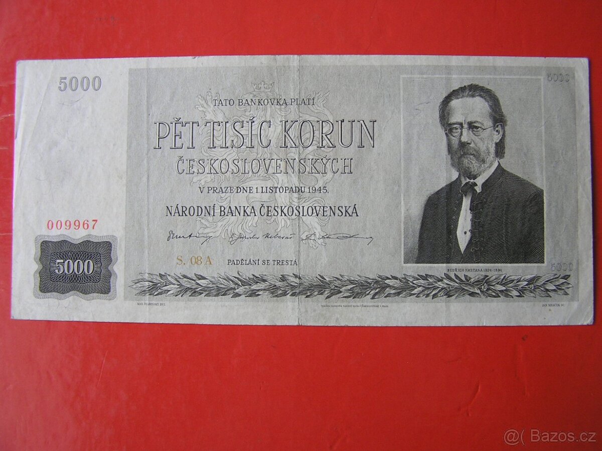 ČESKOSLOVENSKÉ BANKOVKY: 5000-KORÚN-1945
