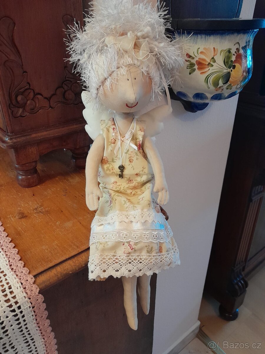 Anděl, Andělka, šitá dekorace