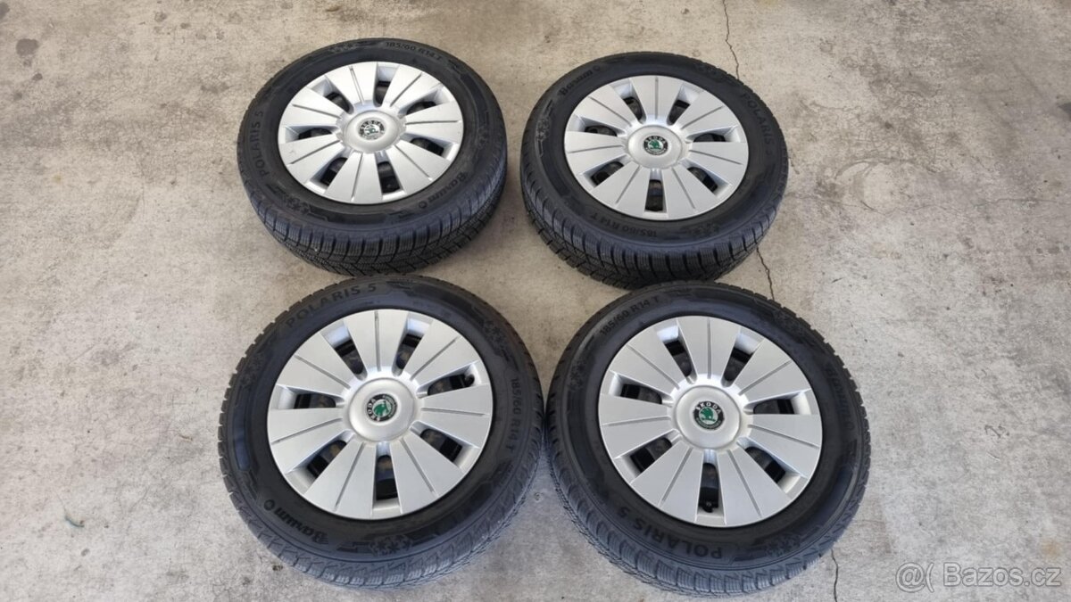 Fabia 5x100 R14 komplet plech.zimní kola