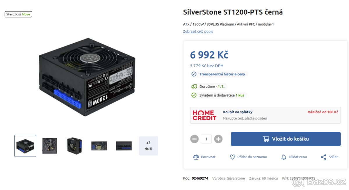 Počítačový zdroj 1200W Platinum 80+ Silverstone