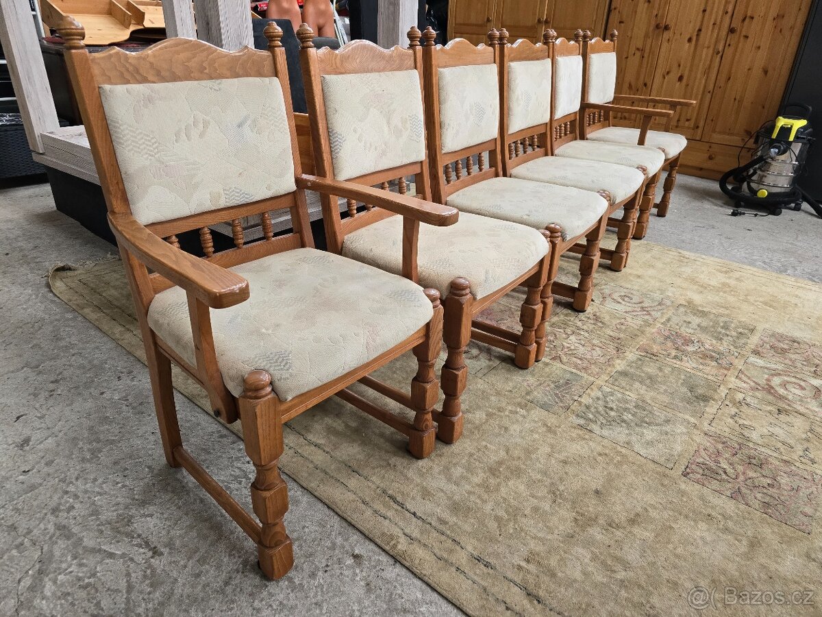 6x židle rustikál komplet 47x50 výšká 48 cm