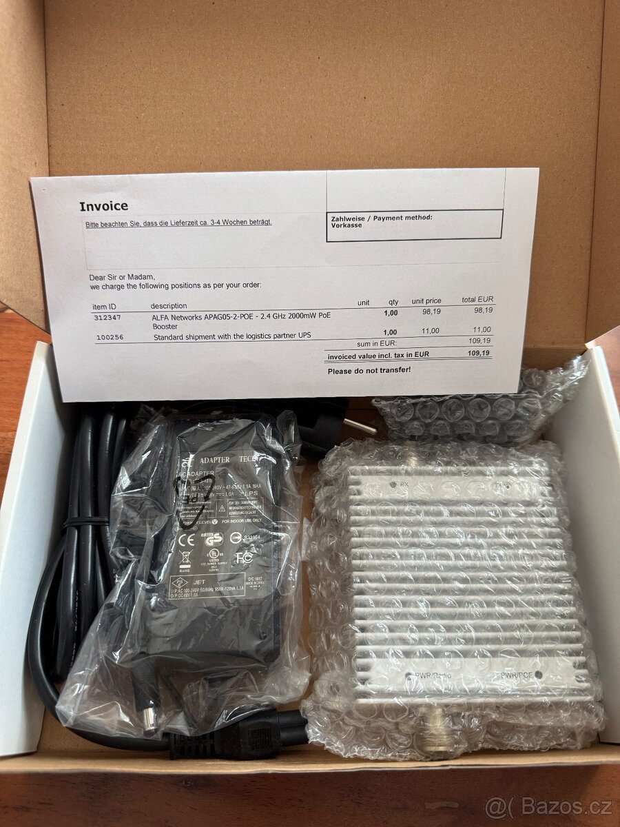 WiFi booster zesílovač 2.4GHz 2000mW