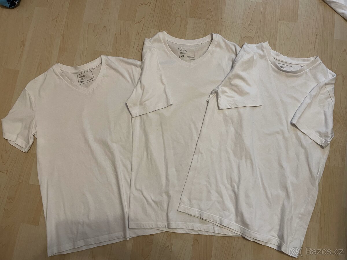 3x bílé tričko, vel. XS